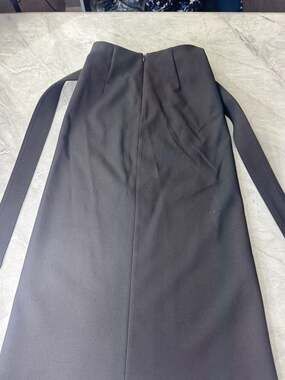 Mango MNG Black Belted Midi Pencil Skirt with Back Slit Size XXS